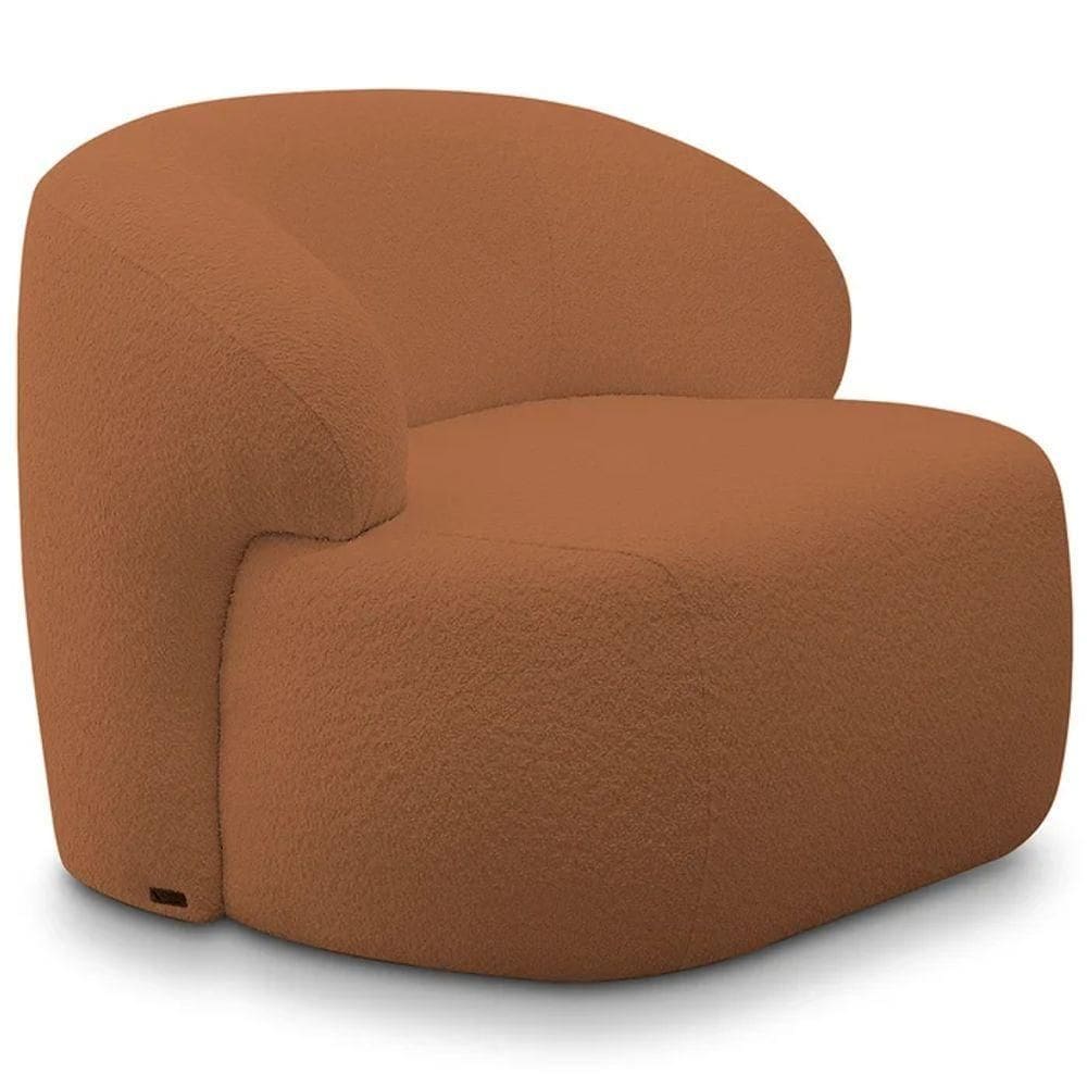 Poltrona Decorativa Fixa Orgânica Para Sala Living Barolo L06 Bouclê Terracota - Gtdnexxus Terracota