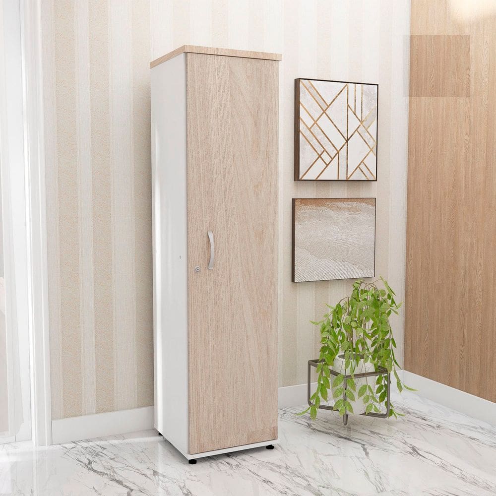 Torre Nicho em Madeira 4 Prateleiras com Portas Branco/Nogueira Casablanca