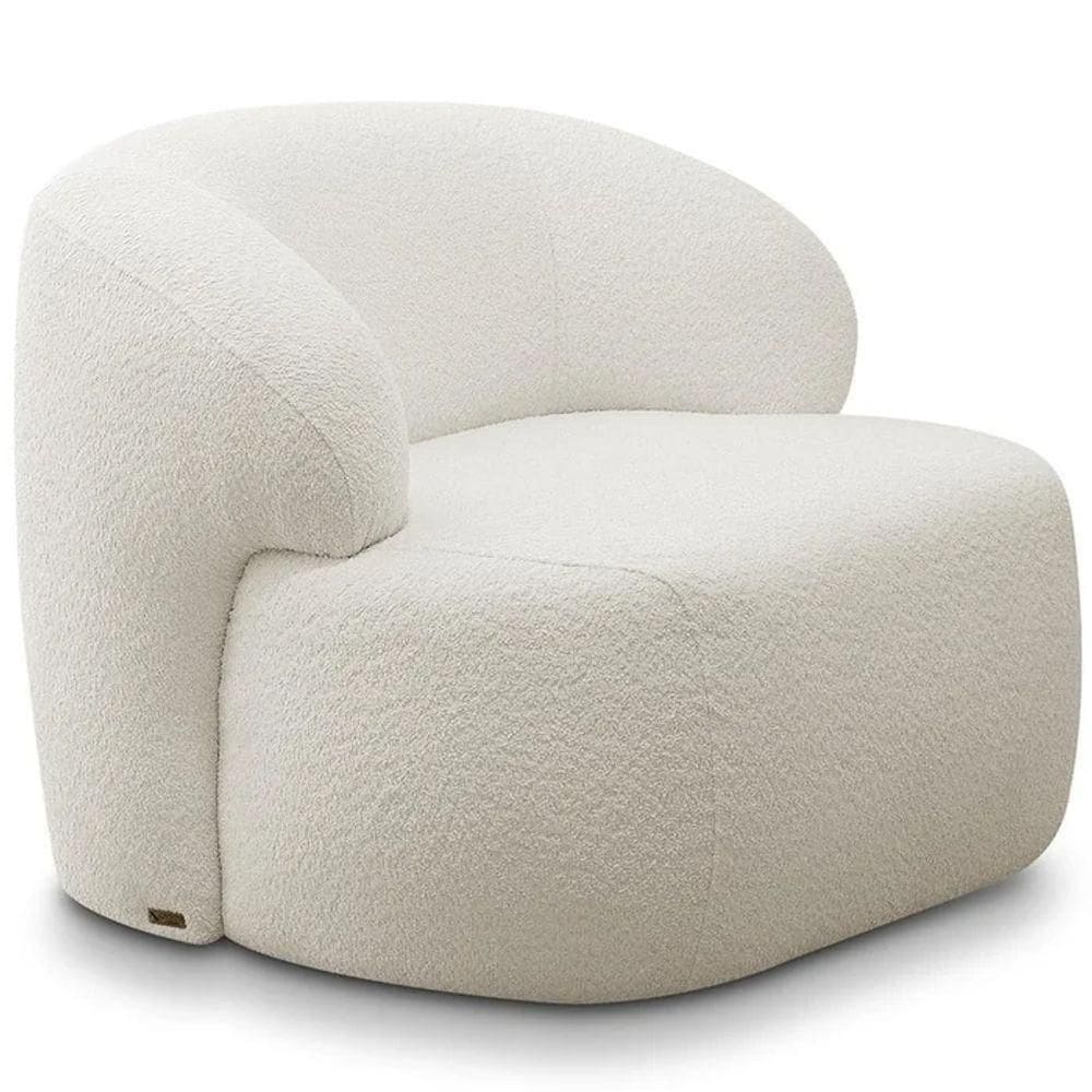 Poltrona Decorativa Fixa Orgânica Para Sala Living Barolo L06 Bouclê Branco - Gtdnexxus