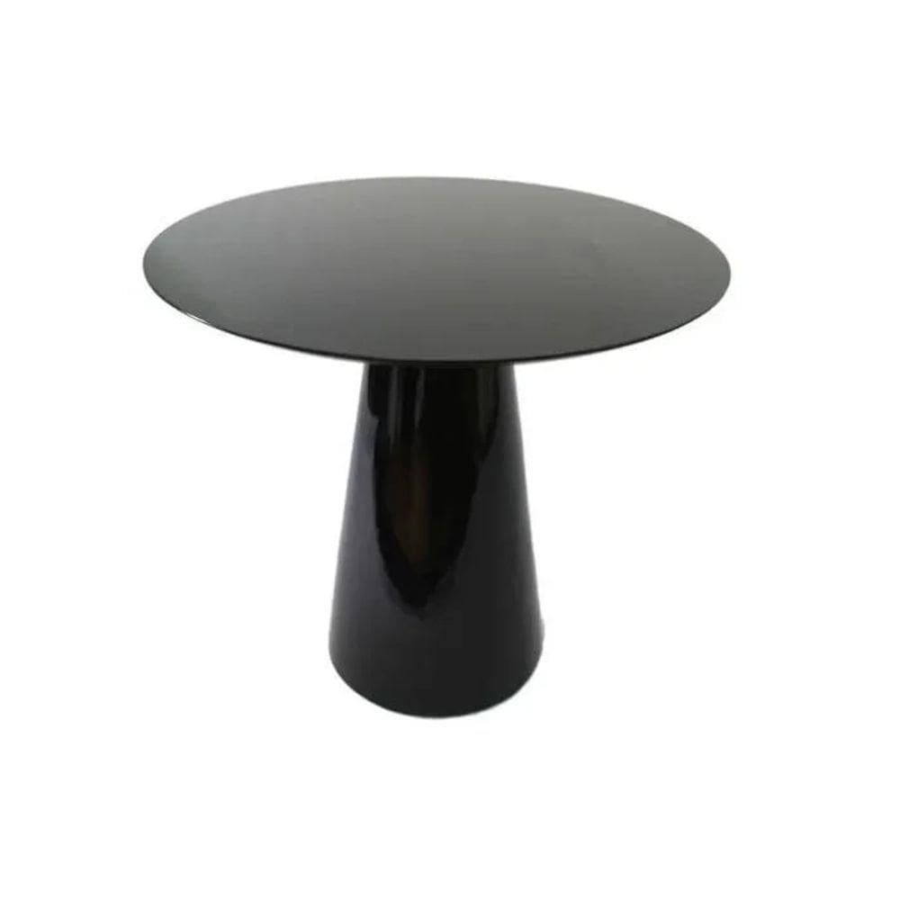 Mesa Lateral Cone Redonda 41cm Laqueada Preto