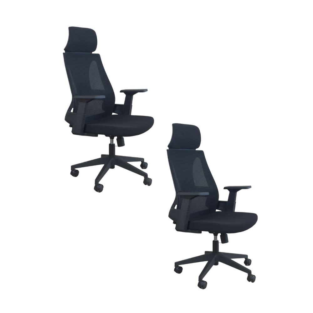 Kit 2 Cadeiras Presidente Oficial Comfort Elite Apoio Nuca