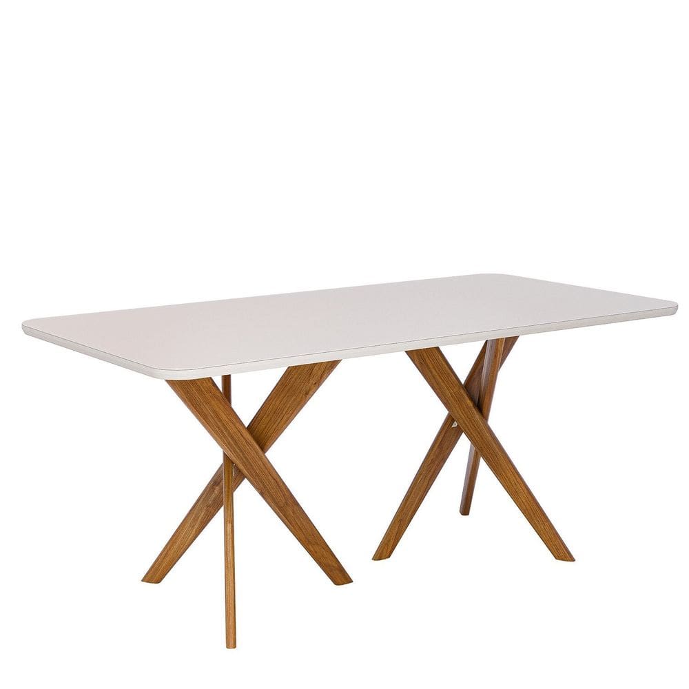 Mesa para Sala de Jantar 180cm com Vidro Cacau Off White