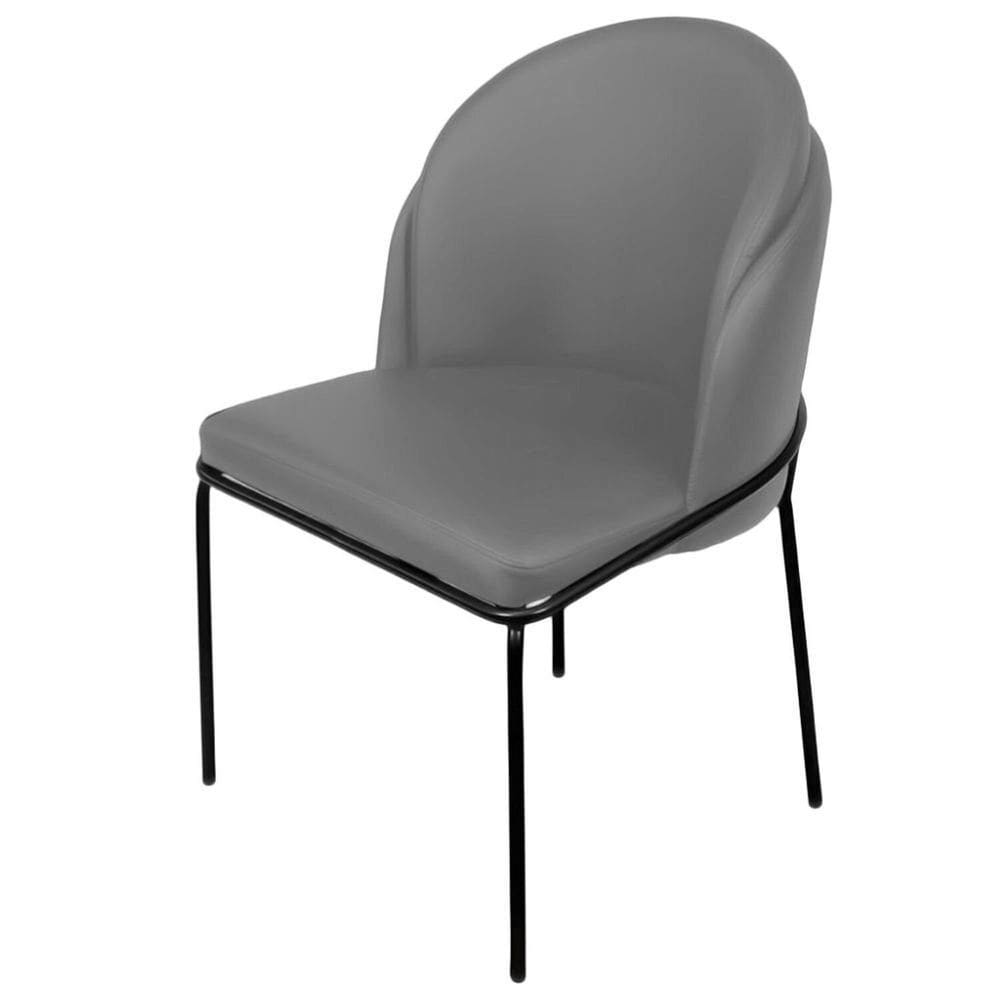 Cadeira para Sala de Jantar Couro e Metal Aurora Cinza/Preto