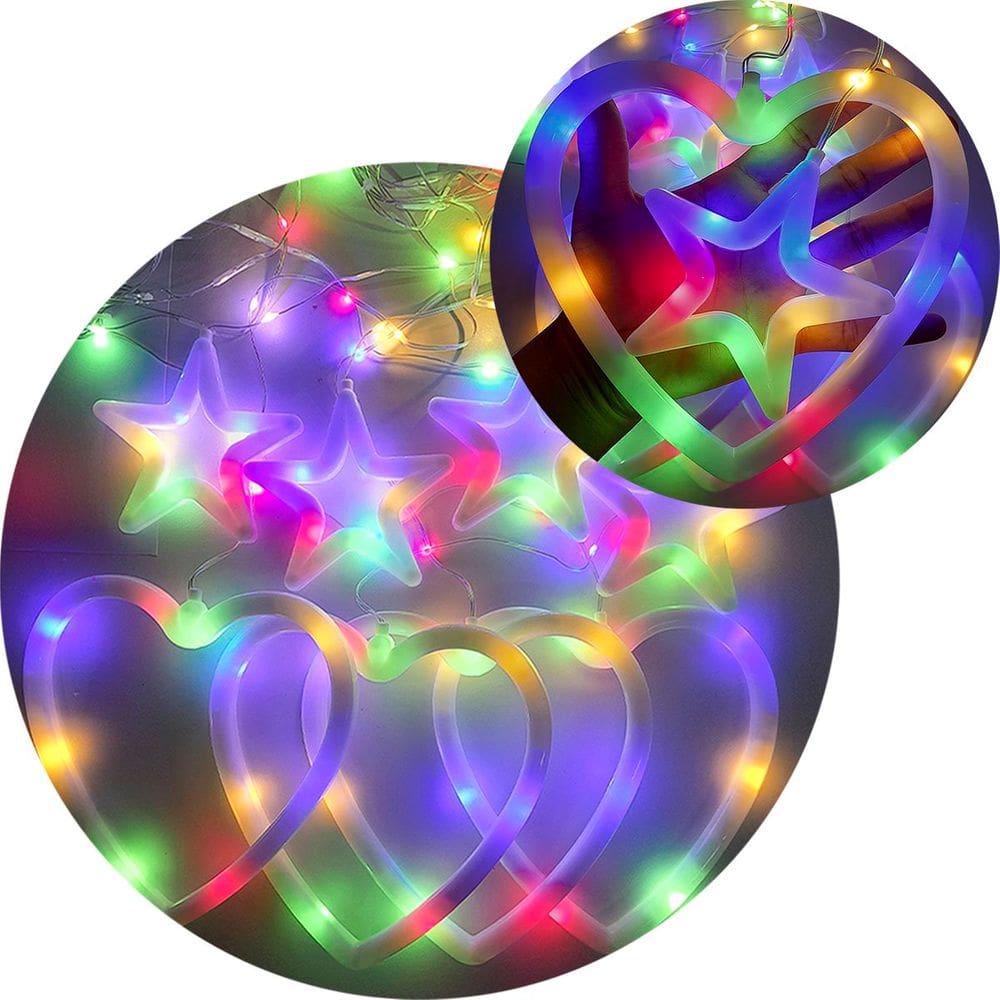 Pisca Cascata Corações Natal 95 LEDs Colorido 3M 110v-220v