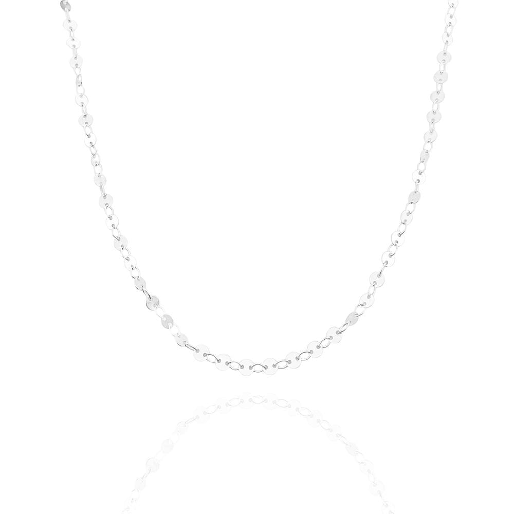 Colar Chapinha Redonda 80cm Banhado a Prata