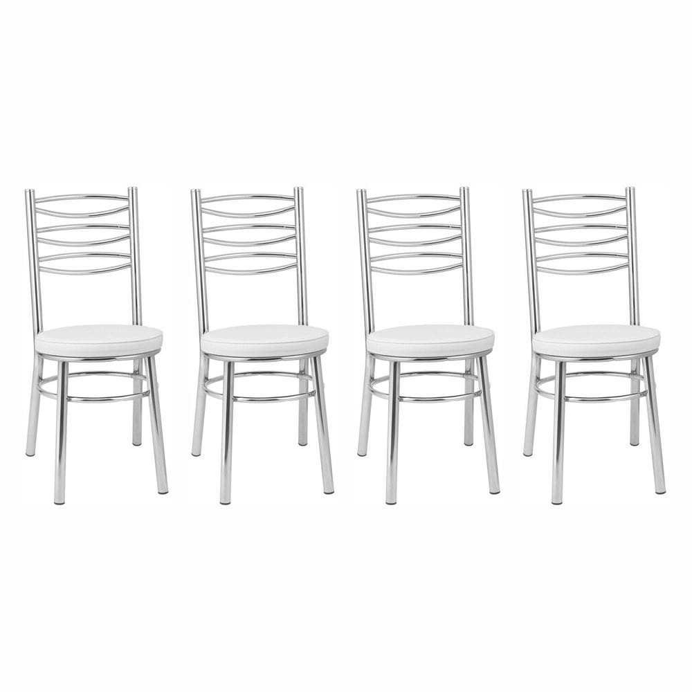Kit 4 Cadeiras para Sala de Jantar Cc34 Debrum Cromado/Branco
