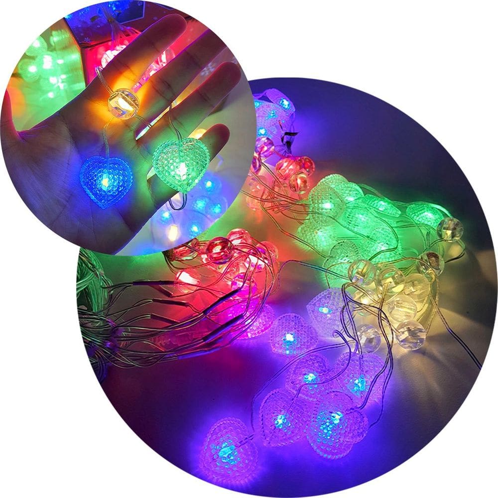 Pisca Cortina Corações Natal 80 Lâmpadas LED 3x1M 110-220v