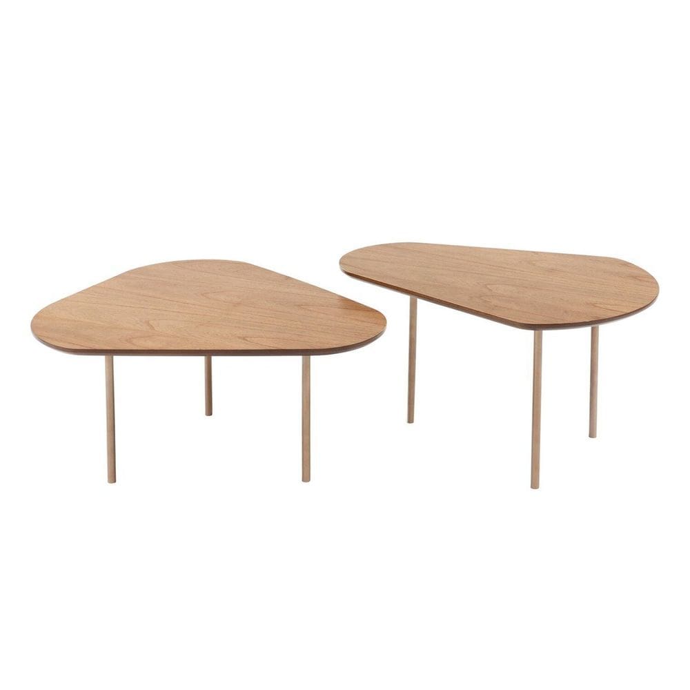 Conjunto Mesas de Centro Mdf e Metal Onix Amêndoa/Cobre