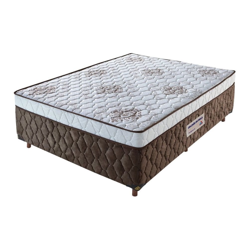 Cama Box Casal Molas Ensacadas 100% Poliéster 59cm X 138cm Plennus Arabesco / Marrom