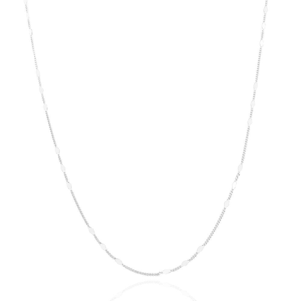 Colar Longo e Mini Losangos Banhado a Prata