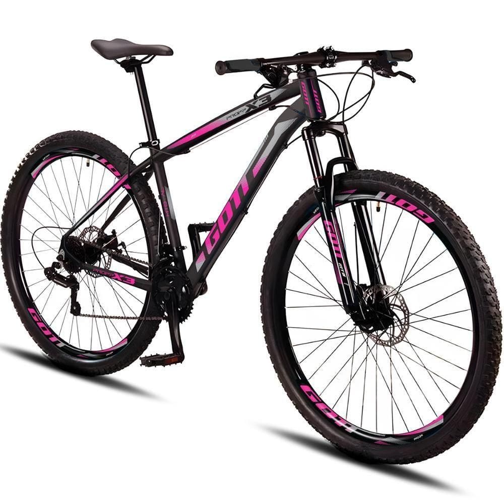 Bicicleta Aro 29 Alumínio Gott 24v Freio A Disco Propp X3 - Preto/rosa - 15.5 Preto/rosa