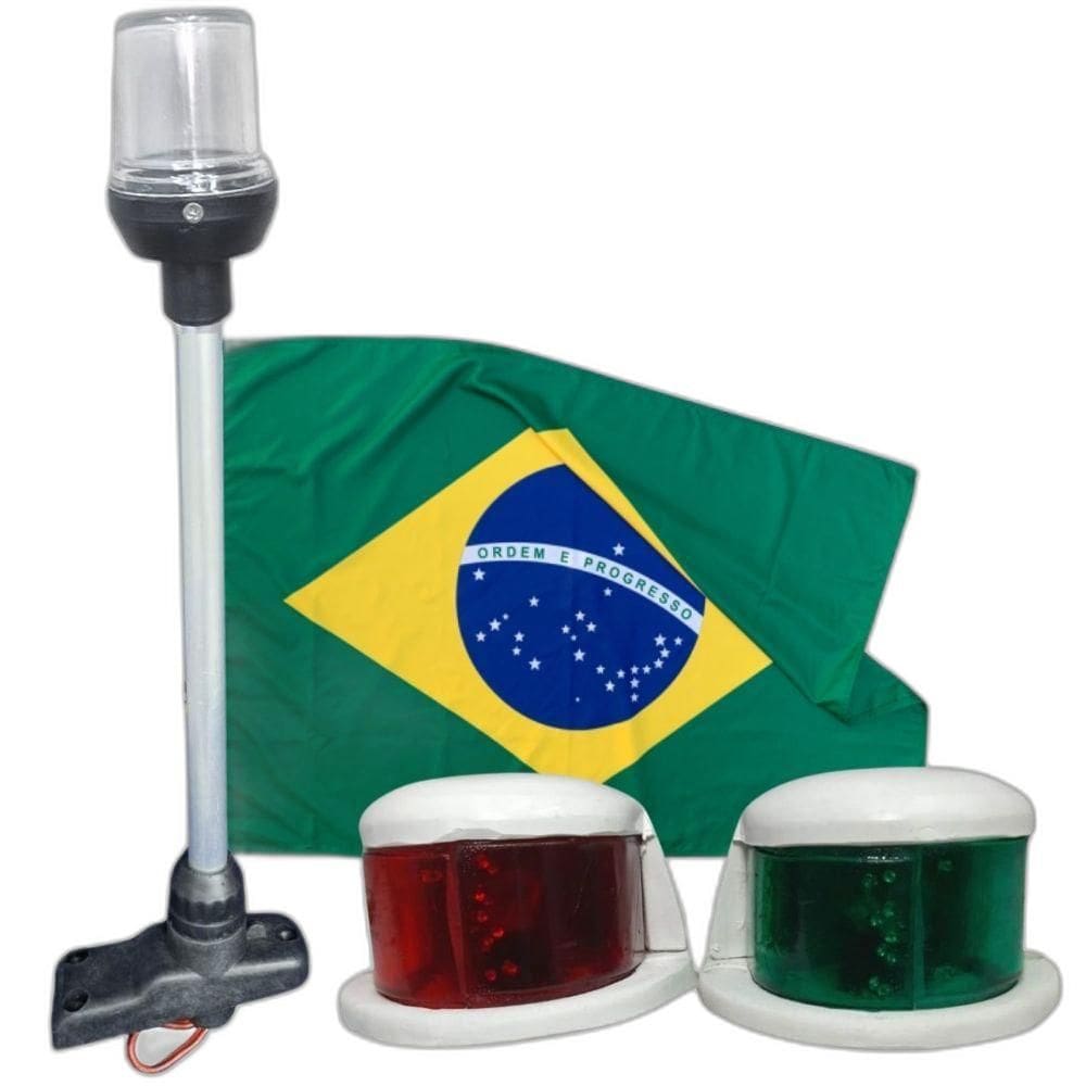 Mastro De Alcançado E Luz De Navegação Bb-Be Led E Bandeira