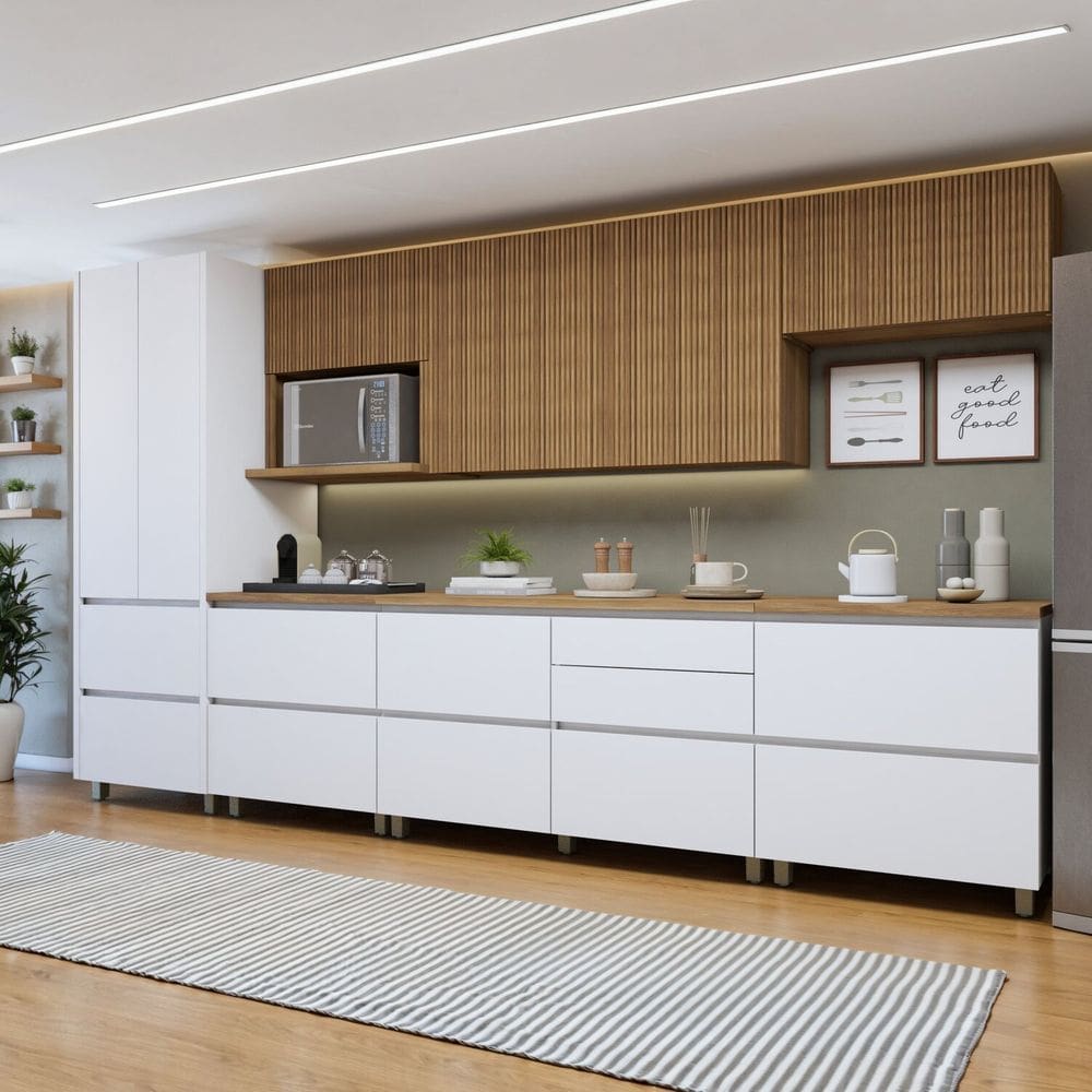 Cozinha Modulada 7 Peças 10 Portas 7 Gavetas Norten Branco/Marrom
