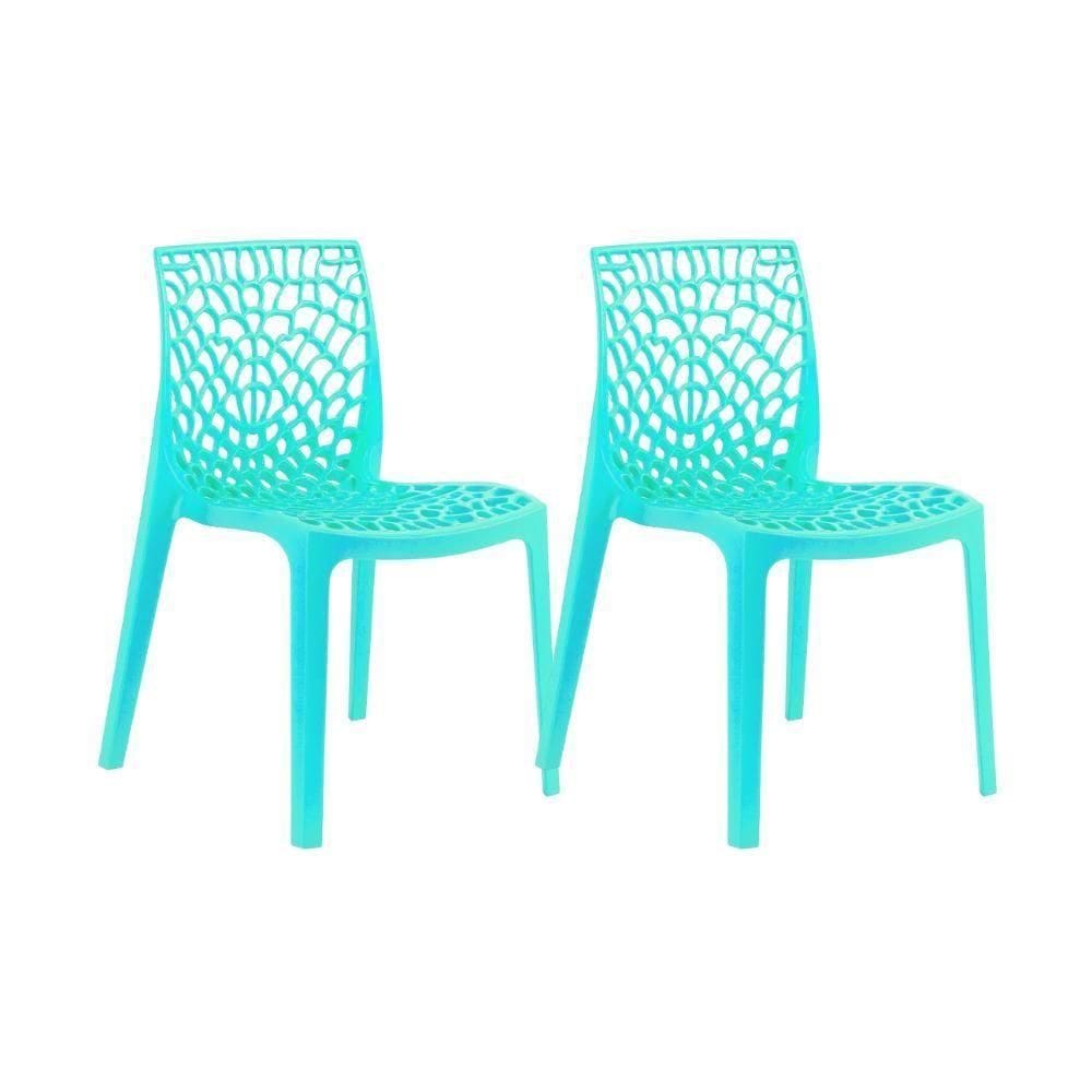 Kit 2 Cadeiras Gruvyer Jantar Cozinha Azul Piscina Azul Piscina