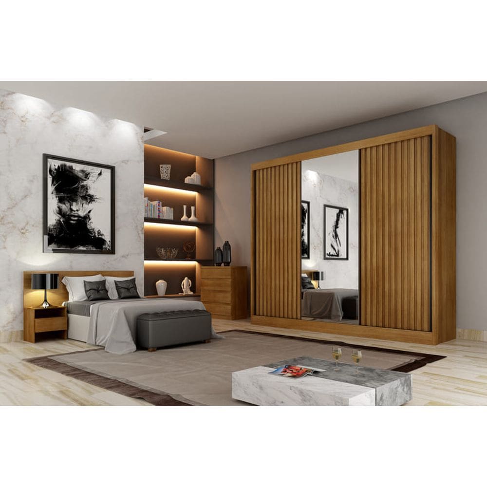 Guarda Roupa Casal Rip 3Portas 8 Gav Canastra Novo Horizonte