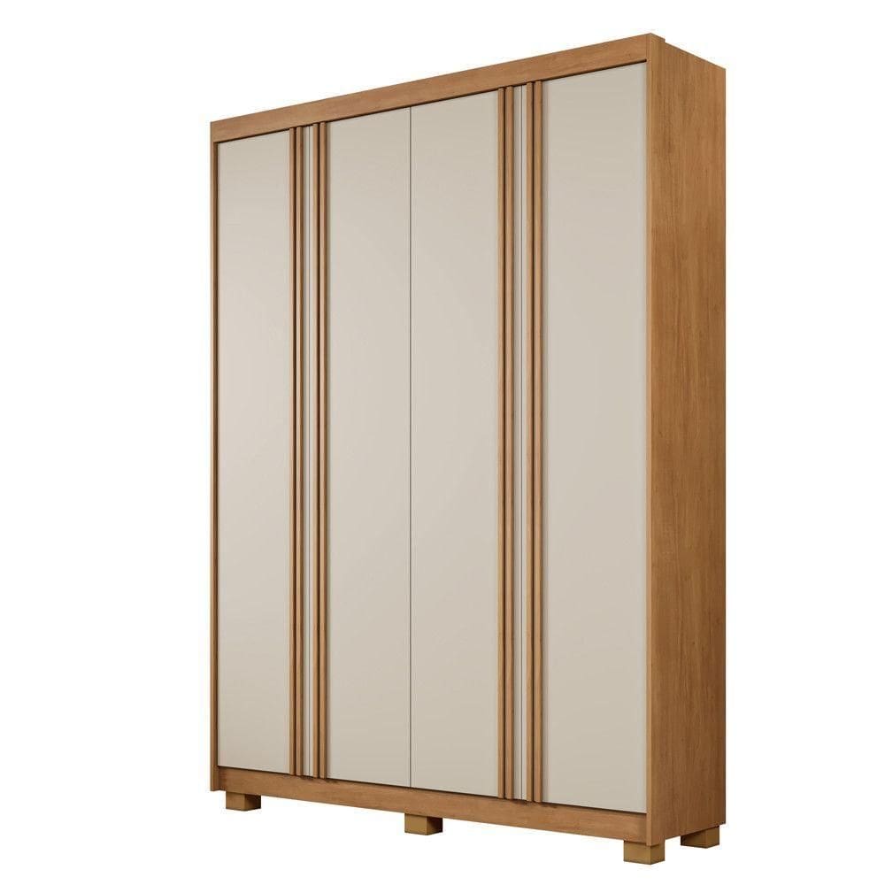 Guarda Roupa Porto 4 Portas Ripado 3 Gavetas 8 Prateleiras Cinamomo Off