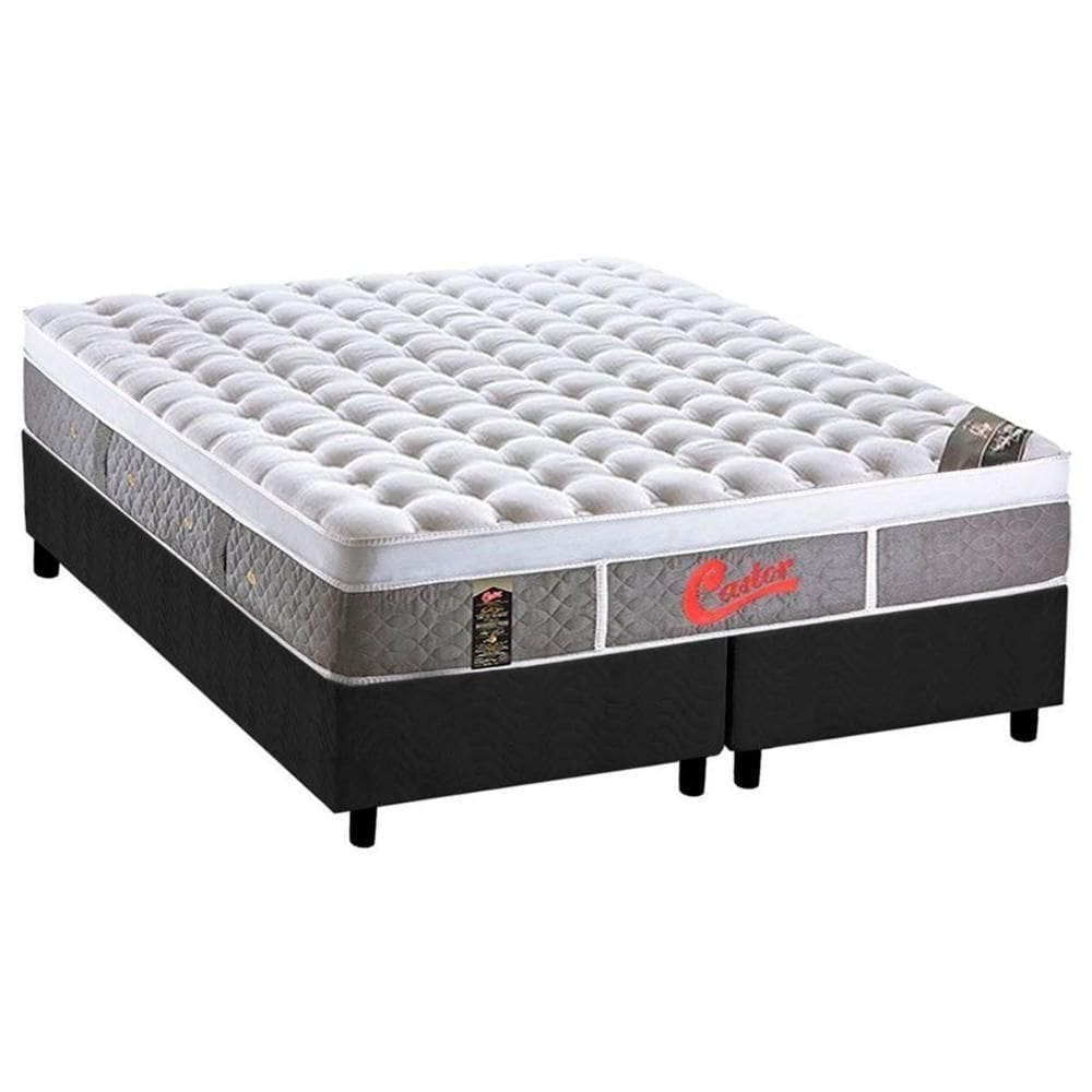 Cama Box Queen: Colchão Molas Ensacadas Castor Gold Star Plush+Base Gray(158X198)