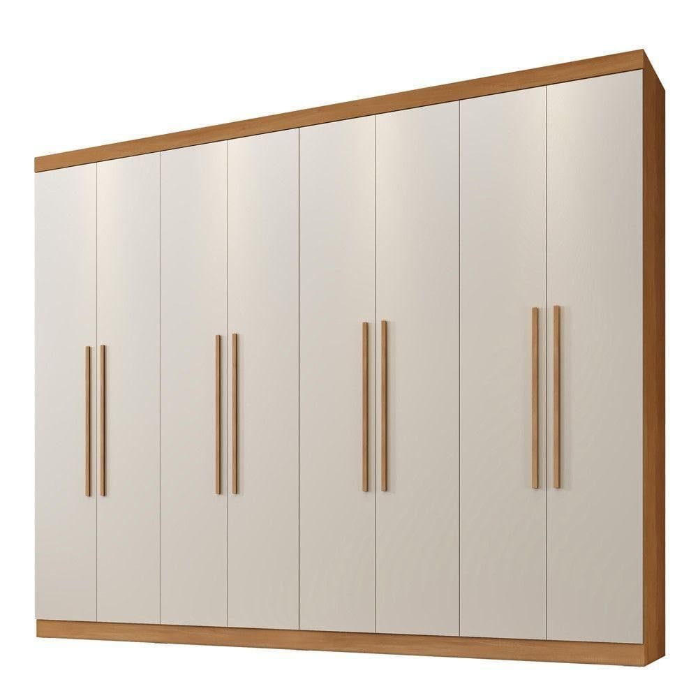 Guarda Roupa Bahia 8 Portas 4 Gavetas 8 Prateleiras Cinamomo Off