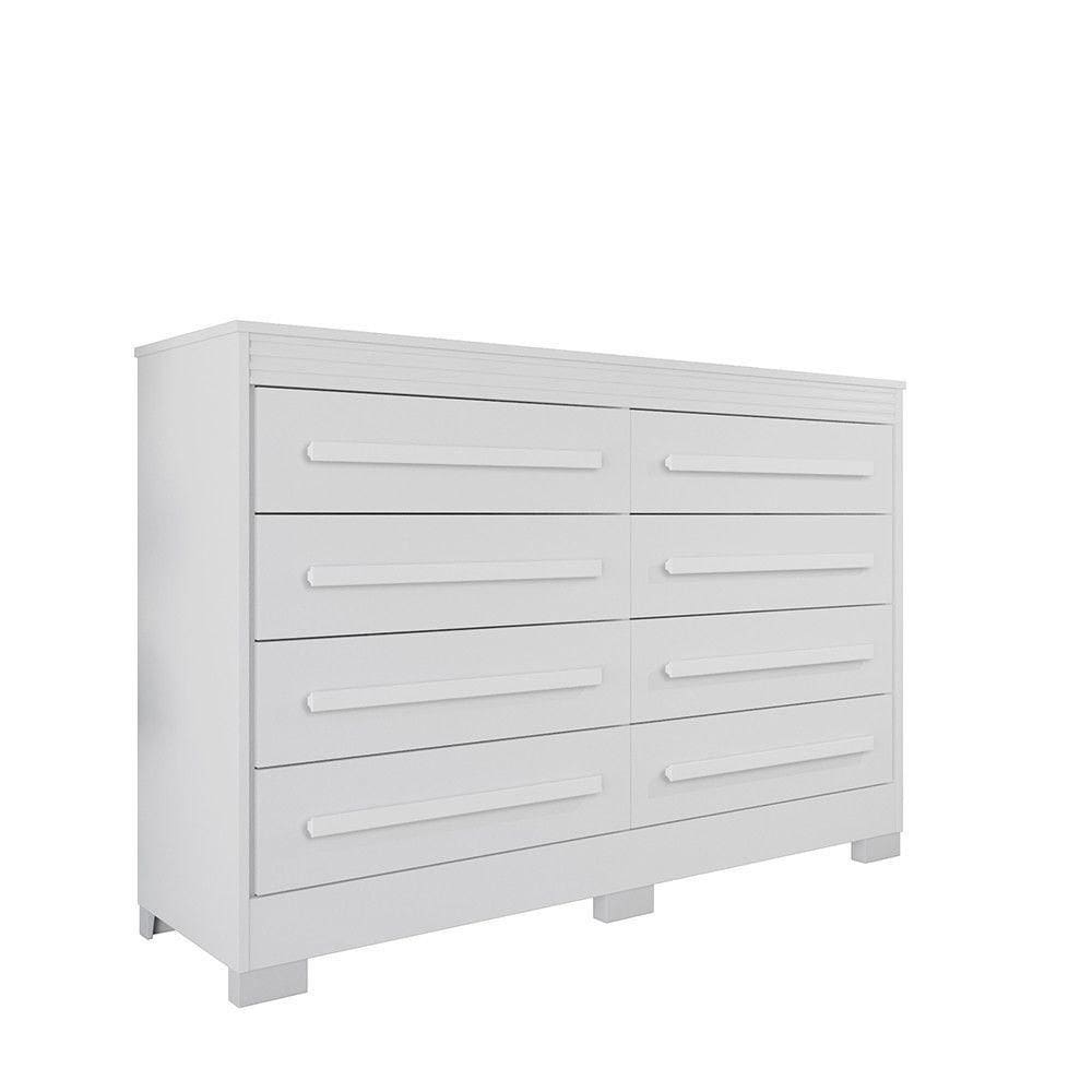 Cômoda 8 Gavetas Califórnia Com Moldura Frisada - Benetil Branco