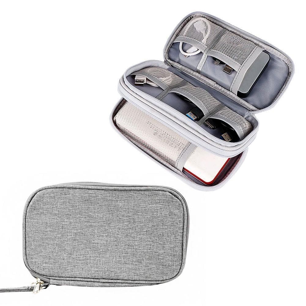 Bolsa Organizadora Cabos Fios Eletrônicos Estojo Case Bag Cinza