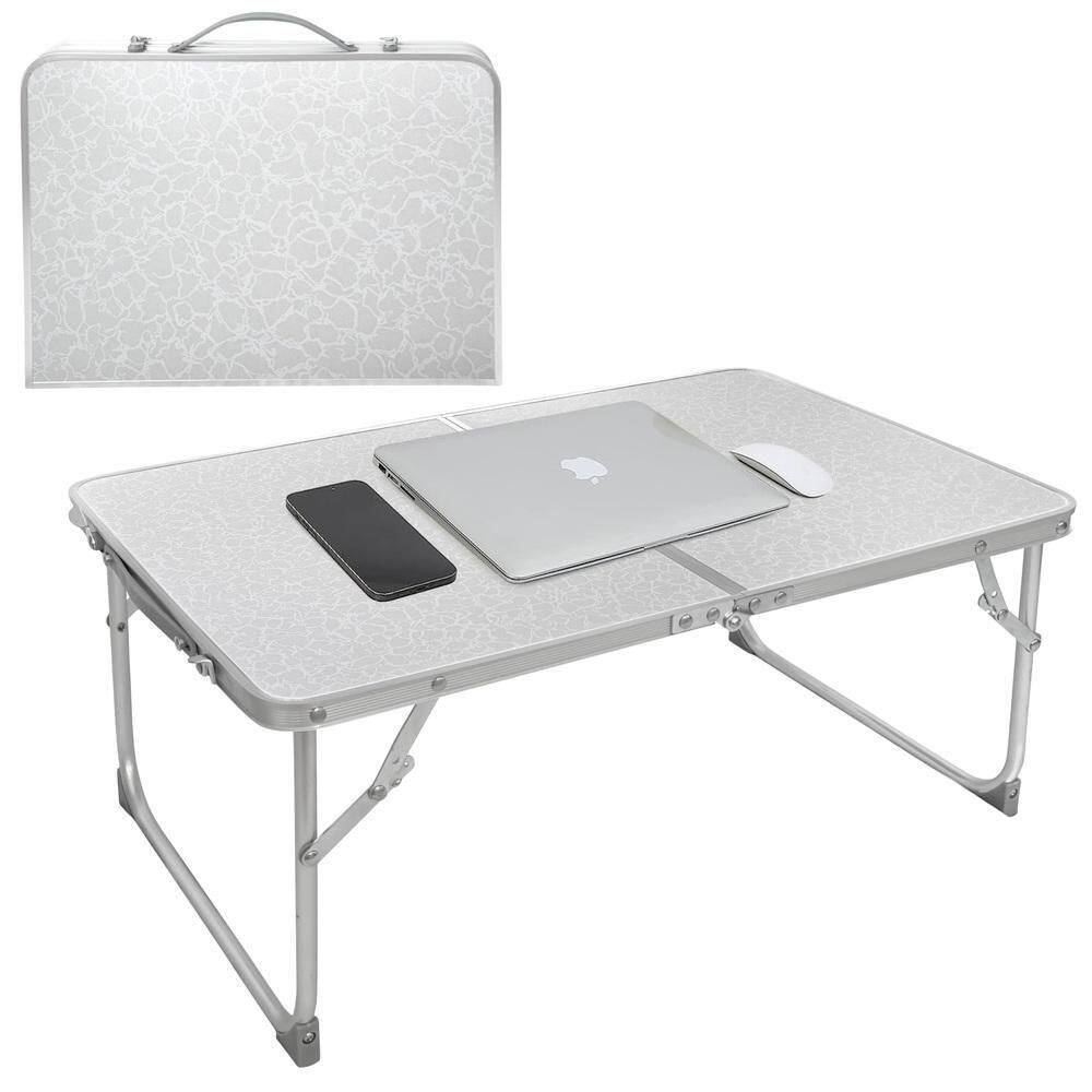 Mesa Dobravel Sofa Cama Aluminio Vira Maleta Portatil Suporte Home Office Refeicao Estudos Tampo Madeira Luxo
