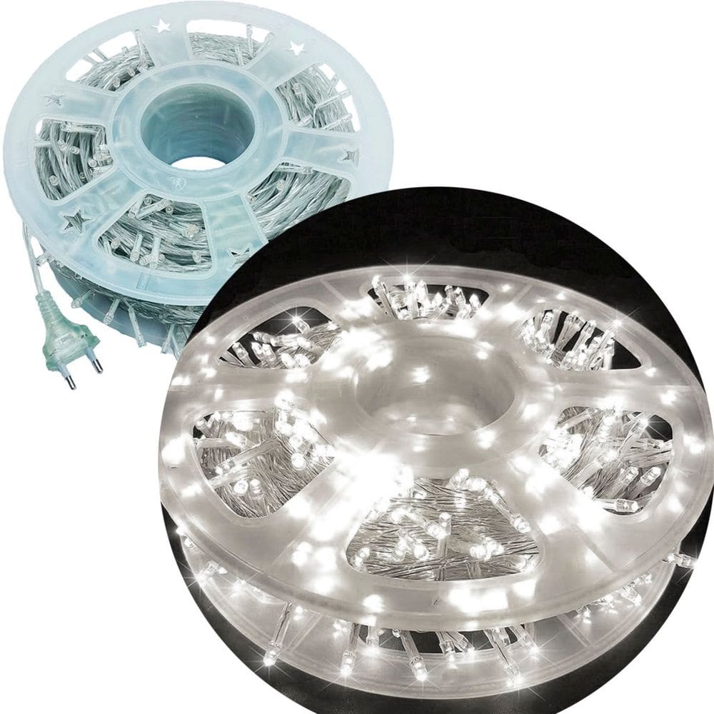 Pisca Varal Cordão Natal 300 Lâmpadas LEDs Branco 50M 220v