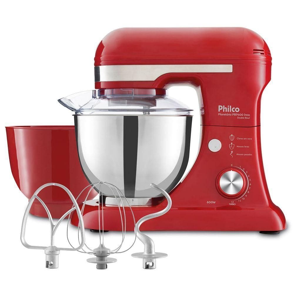 Batedeira Planetária Philco PBP600V Turbo Inox Double Bowl 600W 110V