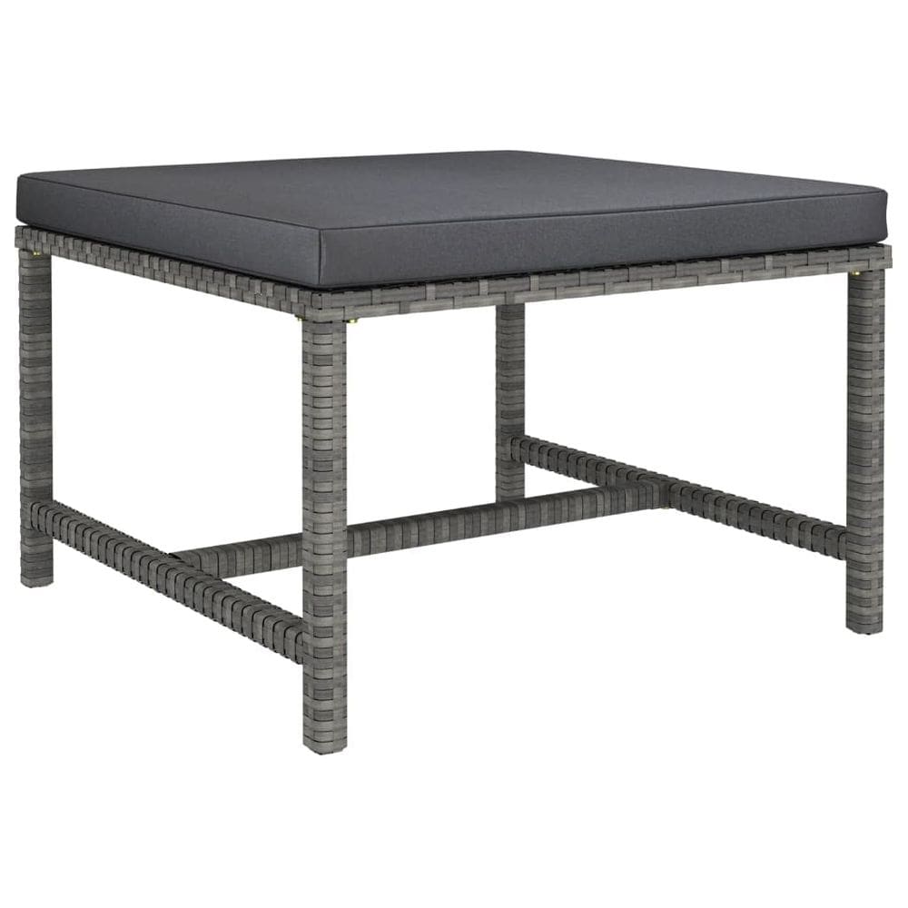 Apoio para os pés secional vidaXL Grey Poly Rattan com almofada