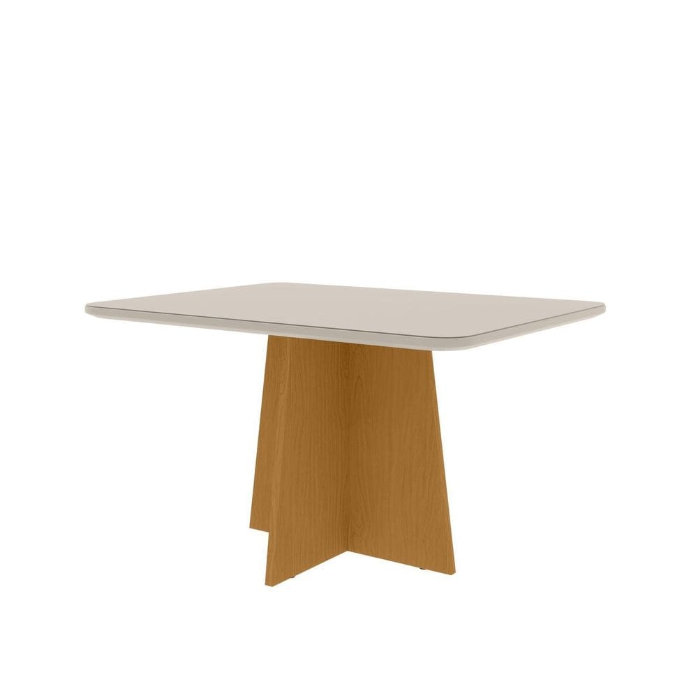 Mesa 120x77cm Tampo Mdf e Vidro Evora marrom / Off white