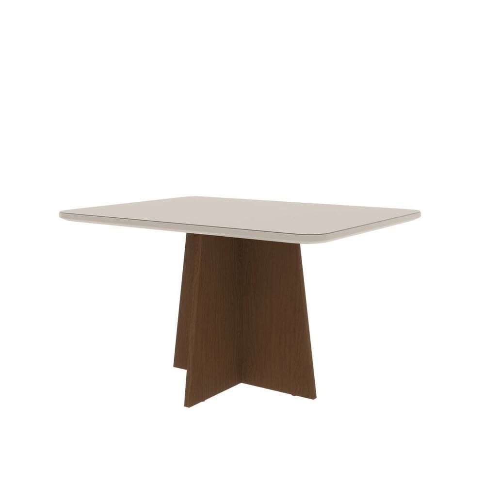 Mesa 120x77cm Tampo Mdf e Vidro Evora Freijó/Off White