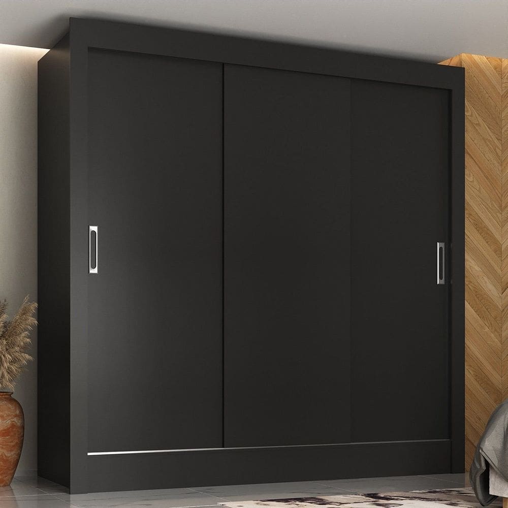 Guarda-roupa Casal 3 Portas Correr Real Preto