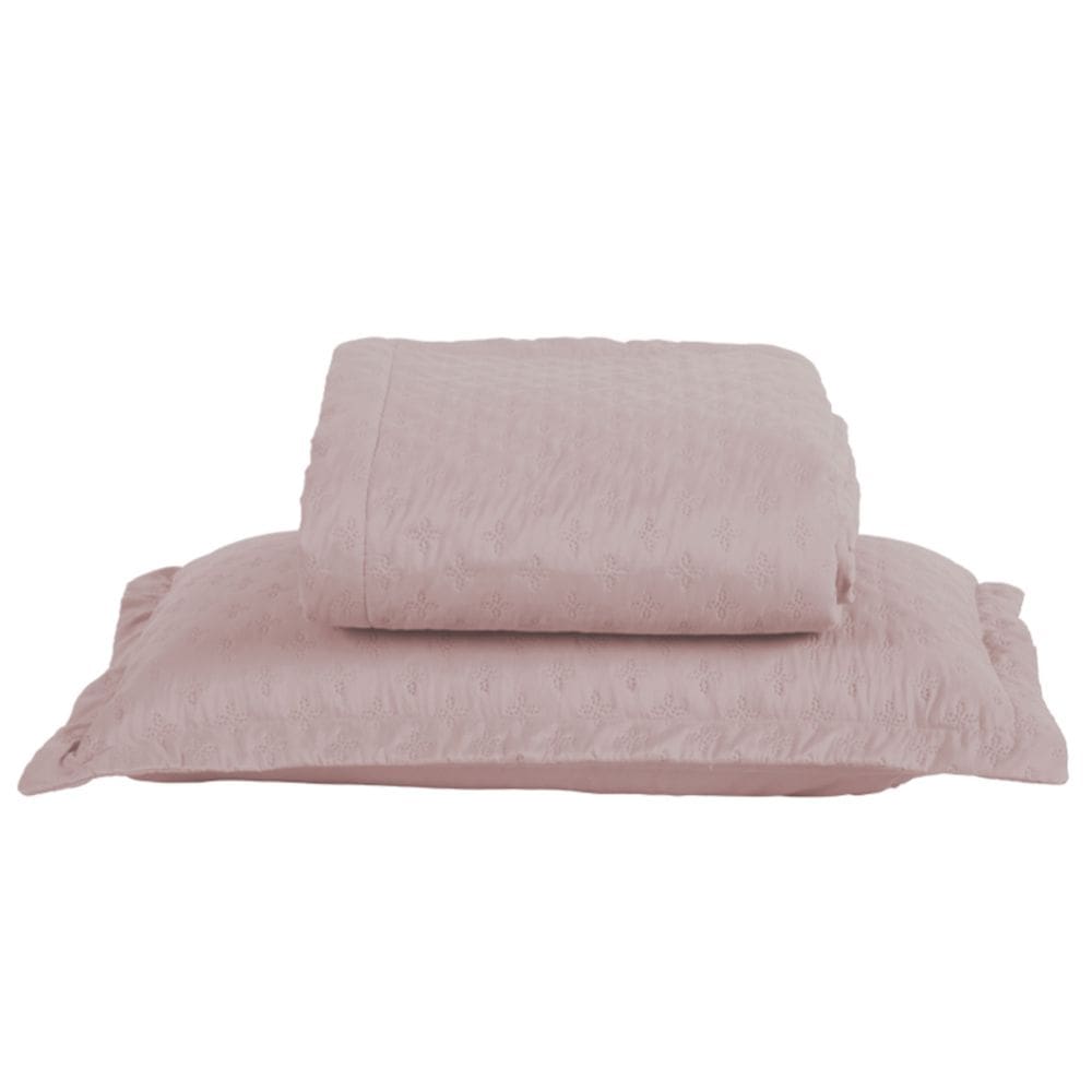 Kit Cobre Leito Colcha Atualle Solteiro Dupla Face Microfibra 2 Peças - Rosê