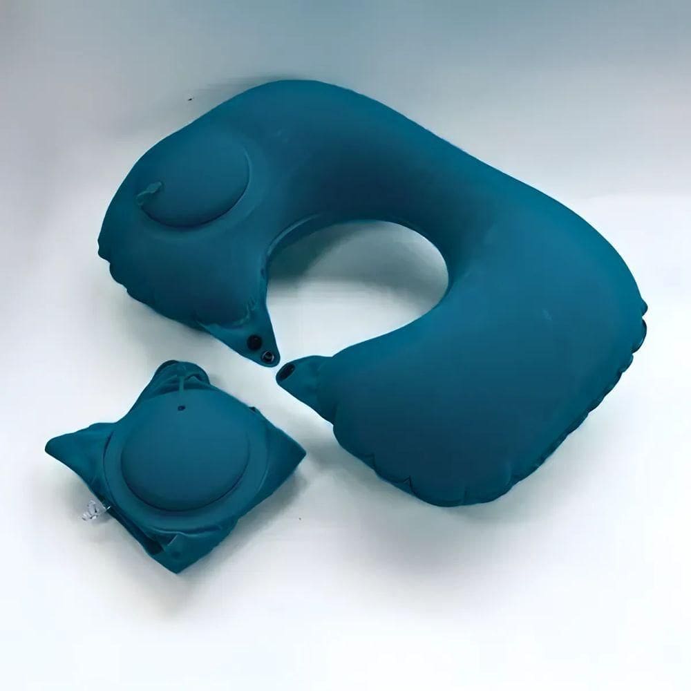 Travesseiro Almofada De Pescoço Inflável E Portátil - Verde