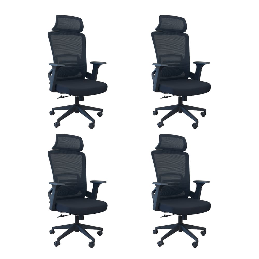 Kit 4 Cadeiras Presidente Oficial Comfort Lux Apoio Nuca