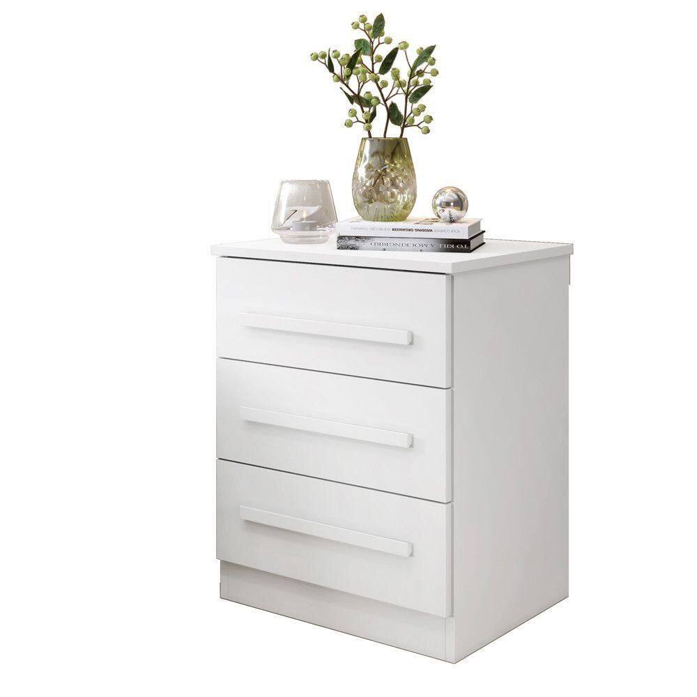 Mesa De Cabeceira Perça 3 Gavetas - Benetil Branco