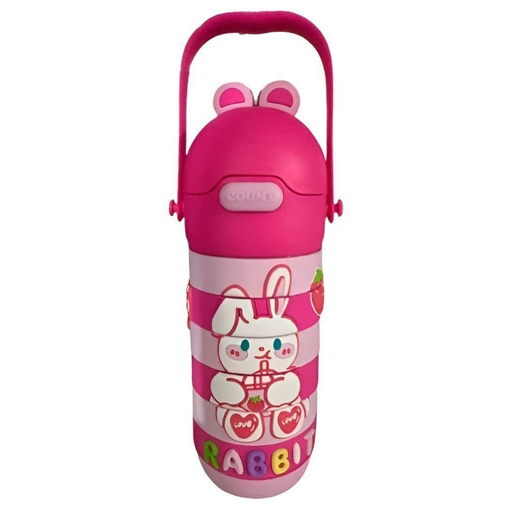 Garrafa Infantil Interativa Quebra Cabeça Silicone Rosa