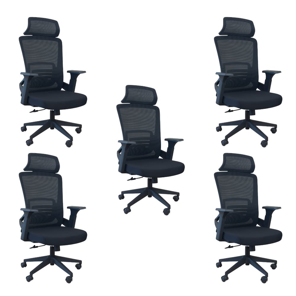 Kit 5 Cadeiras Presidente Oficial Comfort Lux Apoio Nuca
