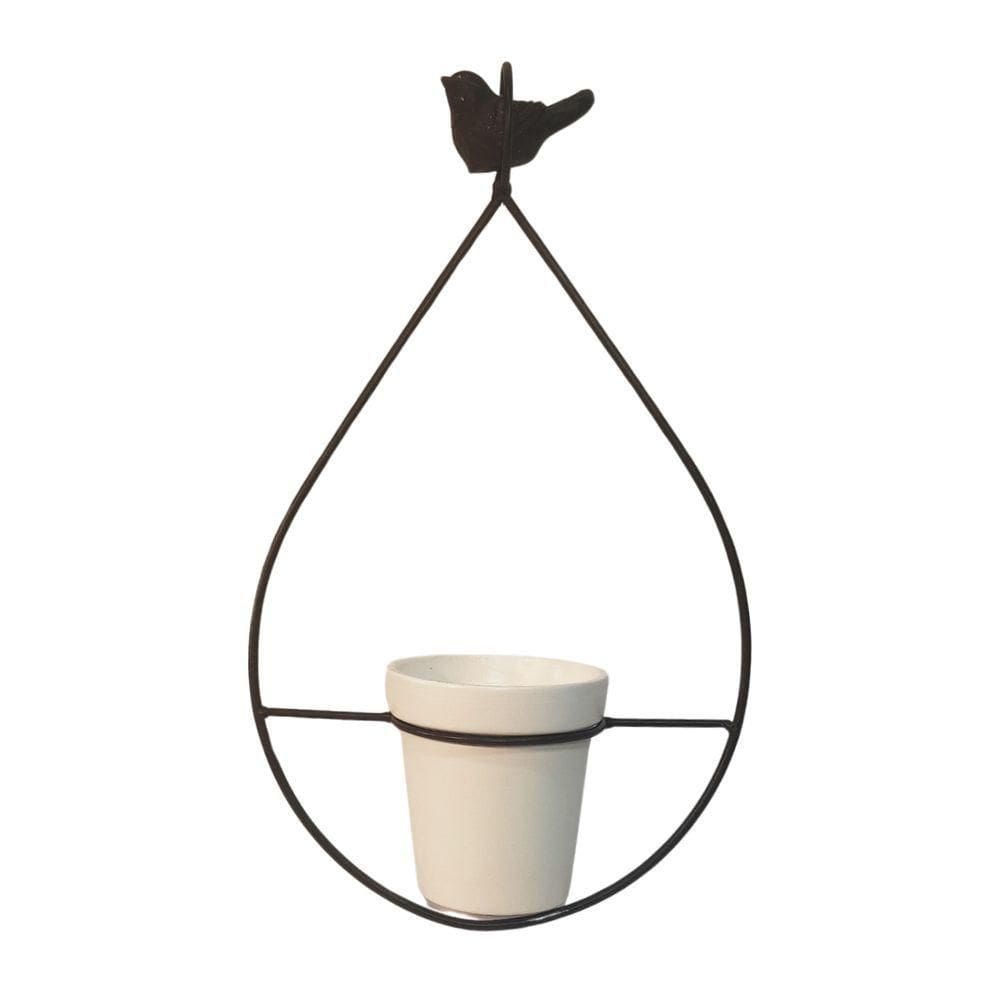 Suporte Gota Suspenso Grande Com Vaso Branco
