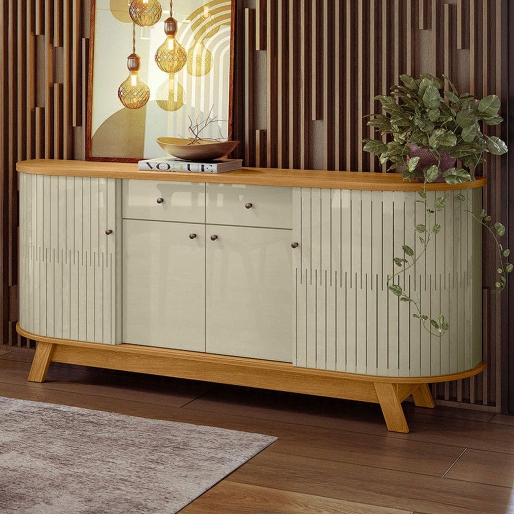 Balcão Buffet Mônaco 4 Portas 2 Gavetas Cumaru/Opala - Madetec