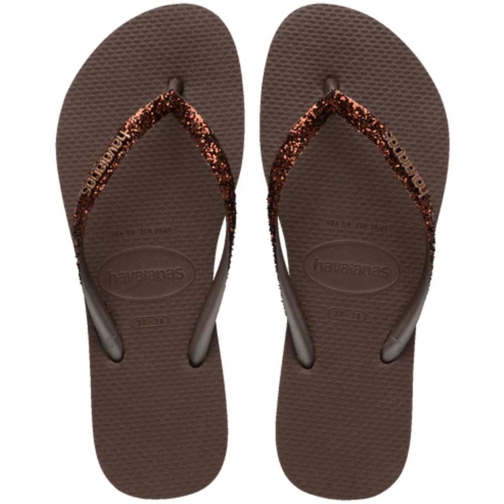 Chinelo Havaianas Slim Glitter II Feminino - Marrom