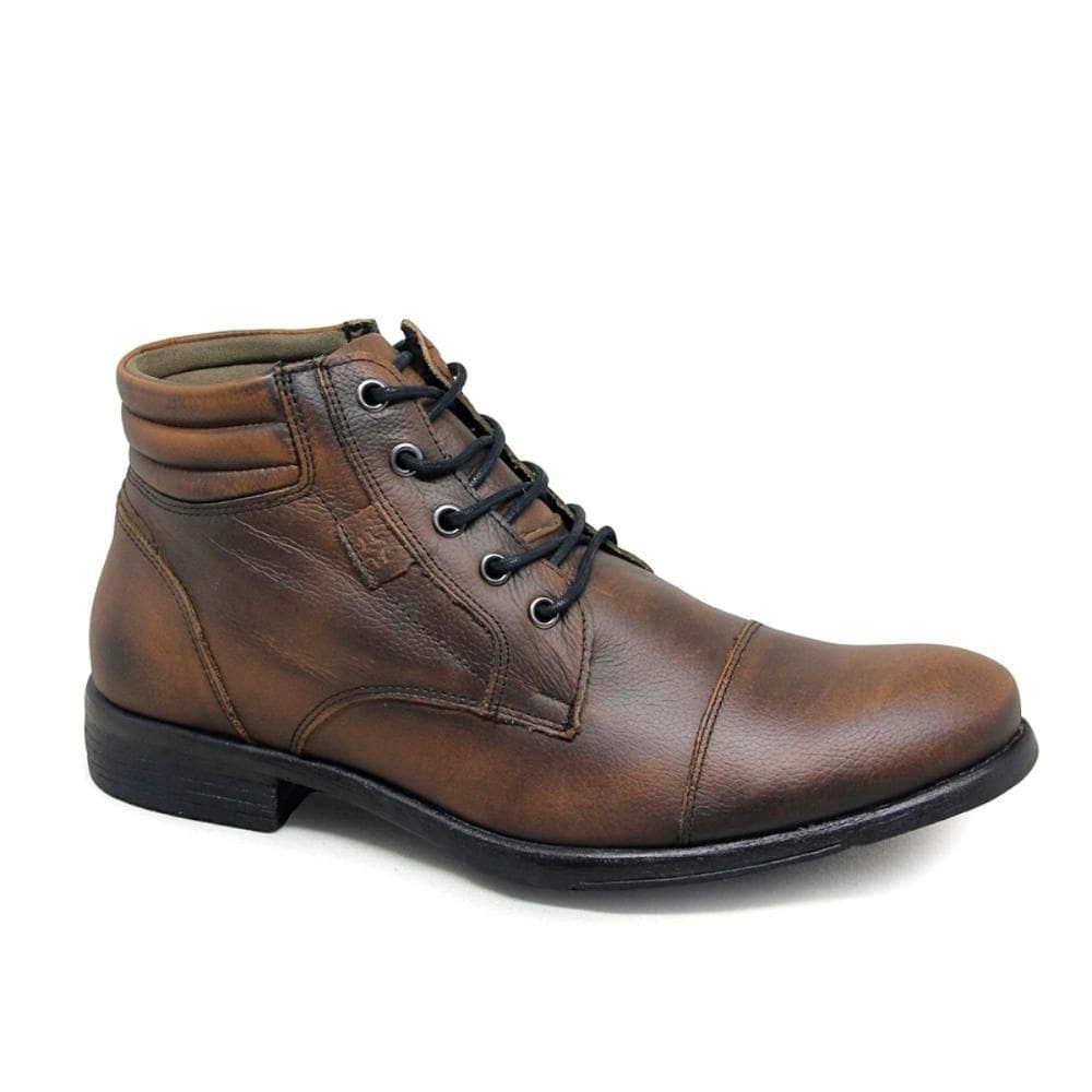 Coturno Masculino Couro Tan Velluto Estilo Casual