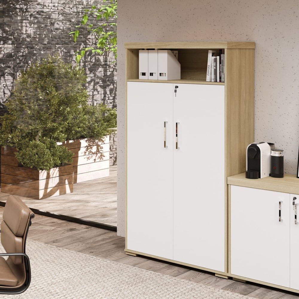 Armário Tamburato Com Nicho - Carvalho/Branco 6207