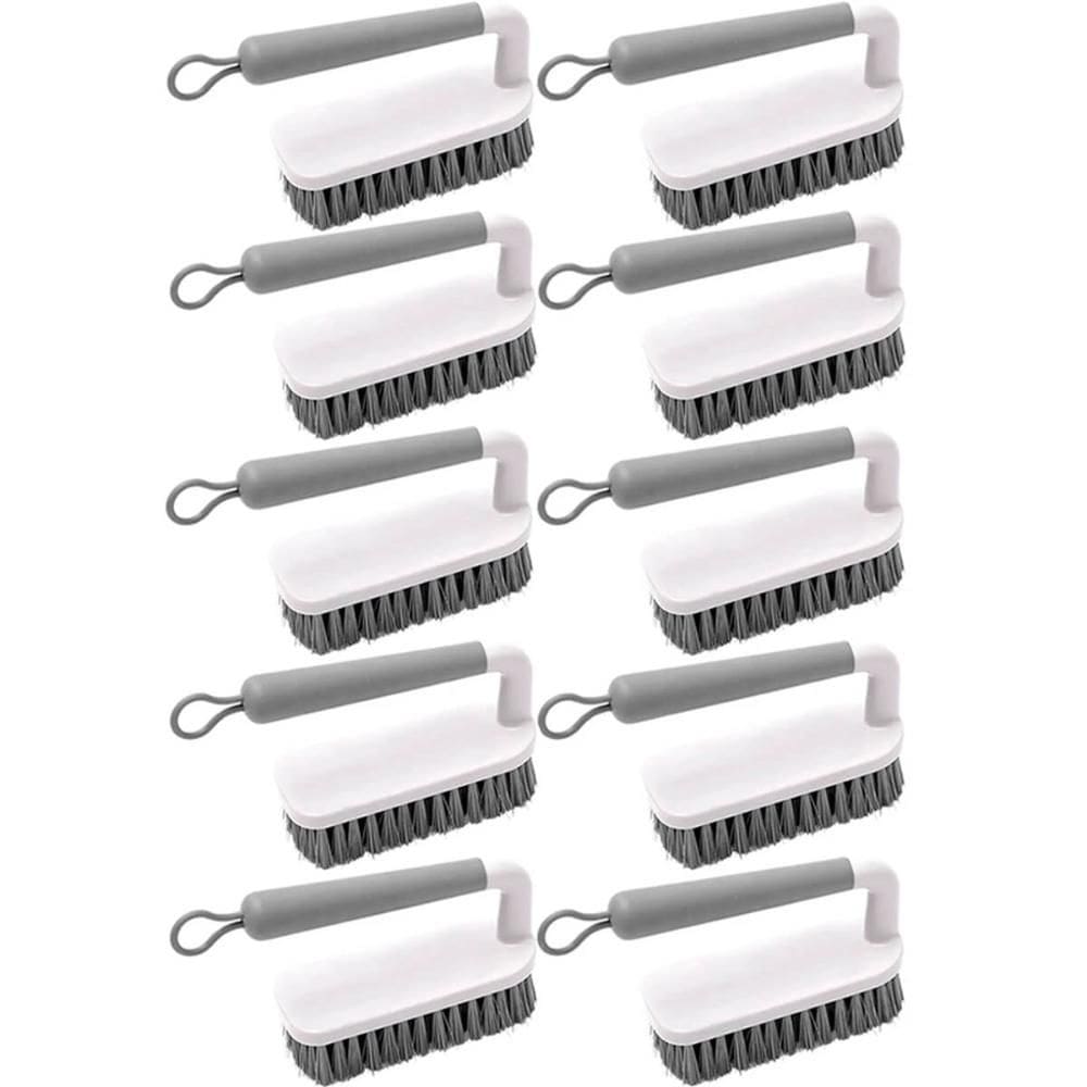 10 Escovas para Limpeza Cerdas Resistentes Escovão Lavar Piso Calçado Bege Cabo Anatômico