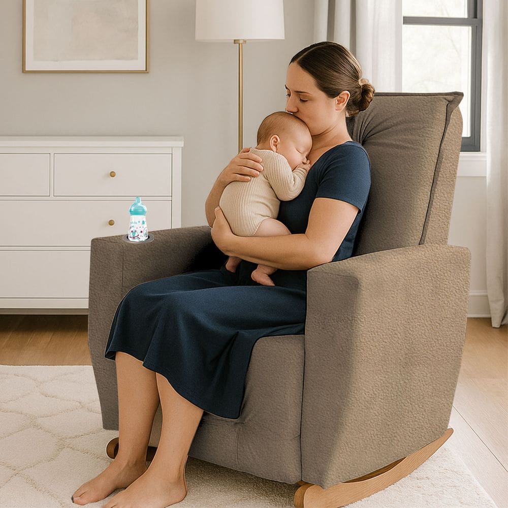 Poltrona de Amamentação Balanço Agatha Puff Capuccino Boucle
