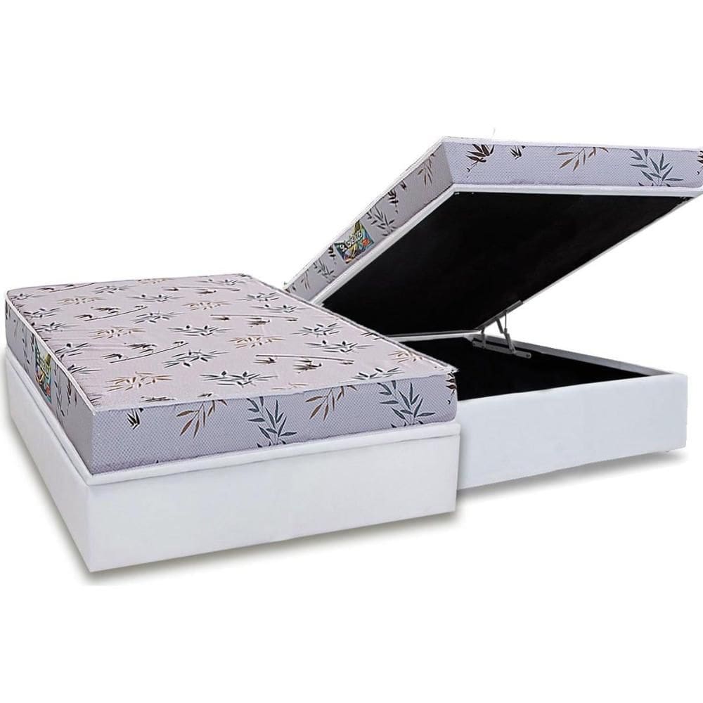 Conjunto Box Baú Casal: Colchão Espuma Herval D28 St. Louis + Base CRC Linhão White (138x188)