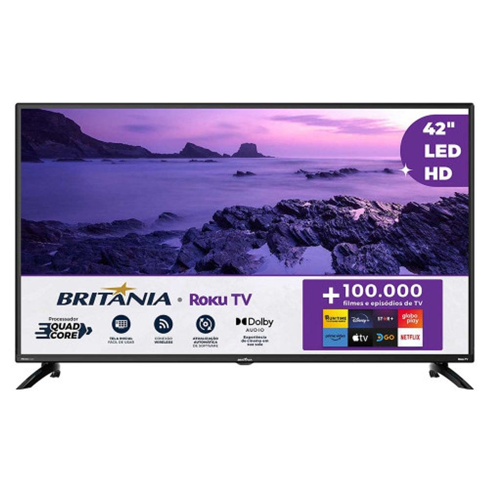 Smart TV 42 Polegadas Britânia BTV42G6FR2CP Full HD LED Roku TV
