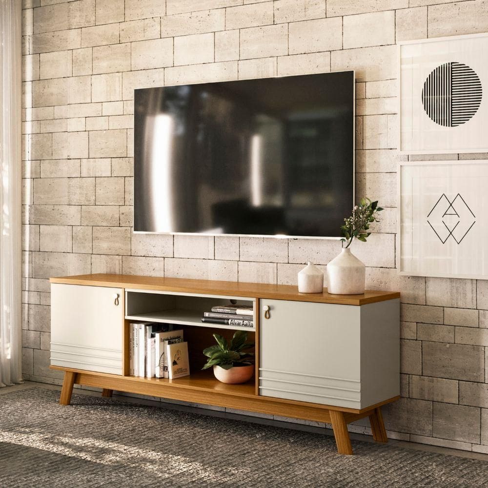 Rack Para TV até 75” 2 Portas Nature/Off White Colorado Linea Brasil
