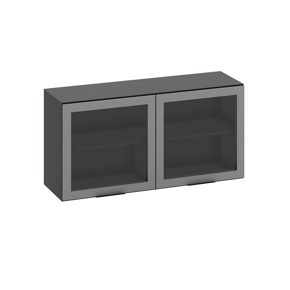 Armário Aéreo 2 Portas de Vidro 120cm Etna Grafite - SSX Multicoisas