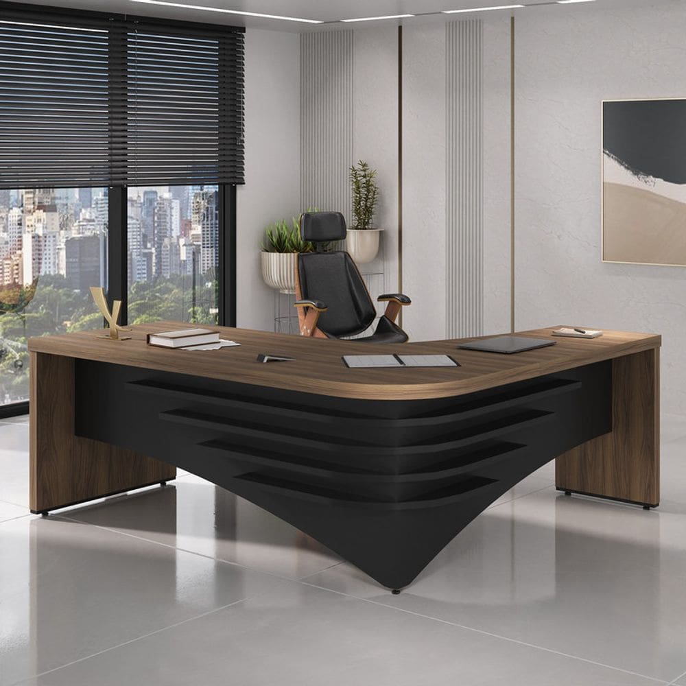 Mesa Tamburato Diretor Ii Le - Nogal/Preto 6129