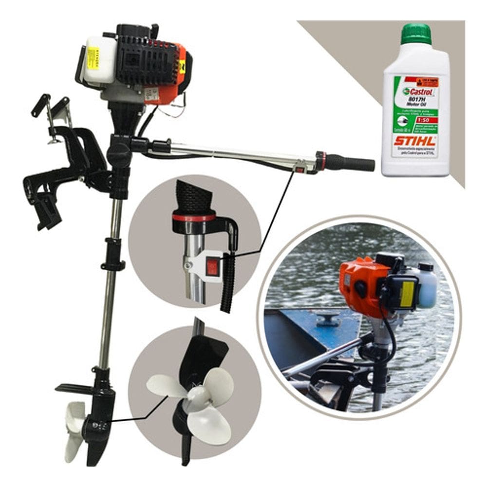 Motor De Popa A Gasolina P/ Barco 2,5hp 52cc + Oleo Stihl 2t